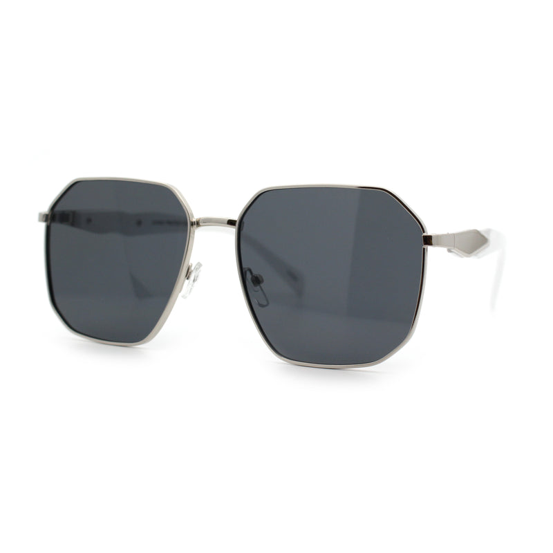 Mens Luxury Geometric Metal Rim Hustler Fashion Rectangle Sunglasses