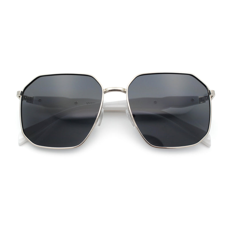 Mens Luxury Geometric Metal Rim Hustler Fashion Rectangle Sunglasses