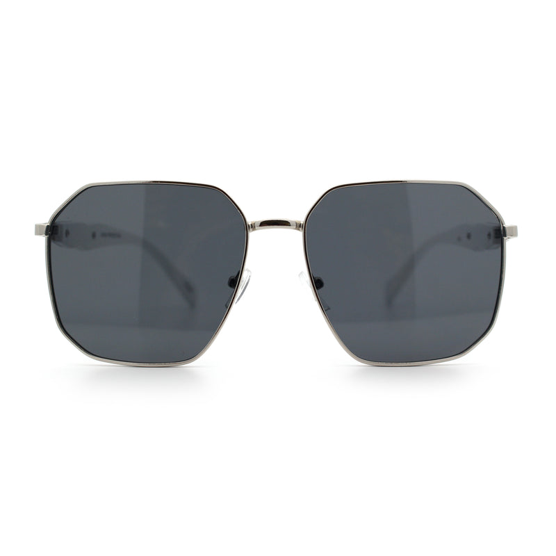 Mens Luxury Geometric Metal Rim Hustler Fashion Rectangle Sunglasses