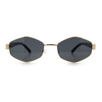 Mens Luxury Diamond Shape Metal Rim Hustler Fashion Rectangle Sunglasses