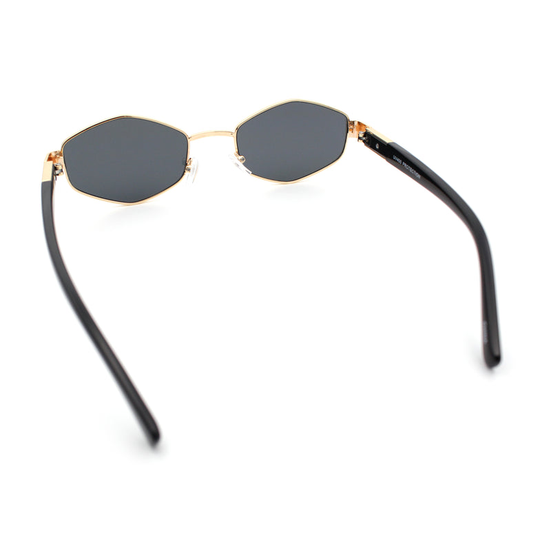 Mens Luxury Diamond Shape Metal Rim Hustler Fashion Rectangle Sunglasses
