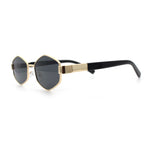Mens Luxury Diamond Shape Metal Rim Hustler Fashion Rectangle Sunglasses