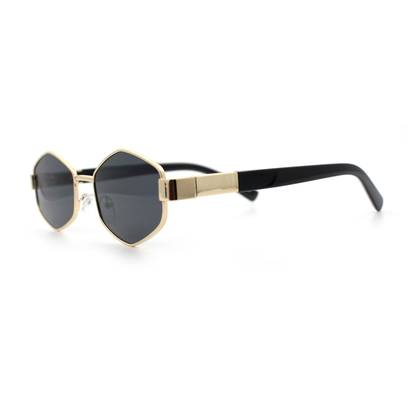 Mens Luxury Diamond Shape Metal Rim Hustler Fashion Rectangle Sunglasses