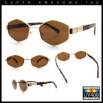 Mens Luxury Diamond Shape Metal Rim Hustler Fashion Rectangle Sunglasses