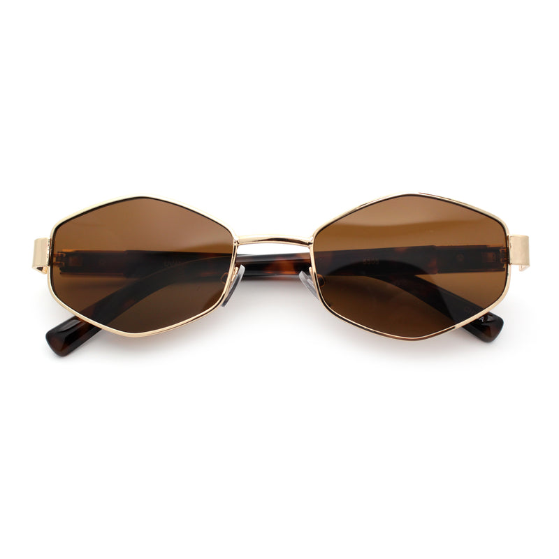 Mens Luxury Diamond Shape Metal Rim Hustler Fashion Rectangle Sunglasses