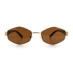 Mens Luxury Diamond Shape Metal Rim Hustler Fashion Rectangle Sunglasses