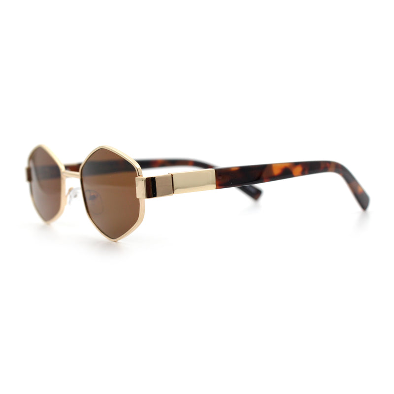 Mens Luxury Diamond Shape Metal Rim Hustler Fashion Rectangle Sunglasses
