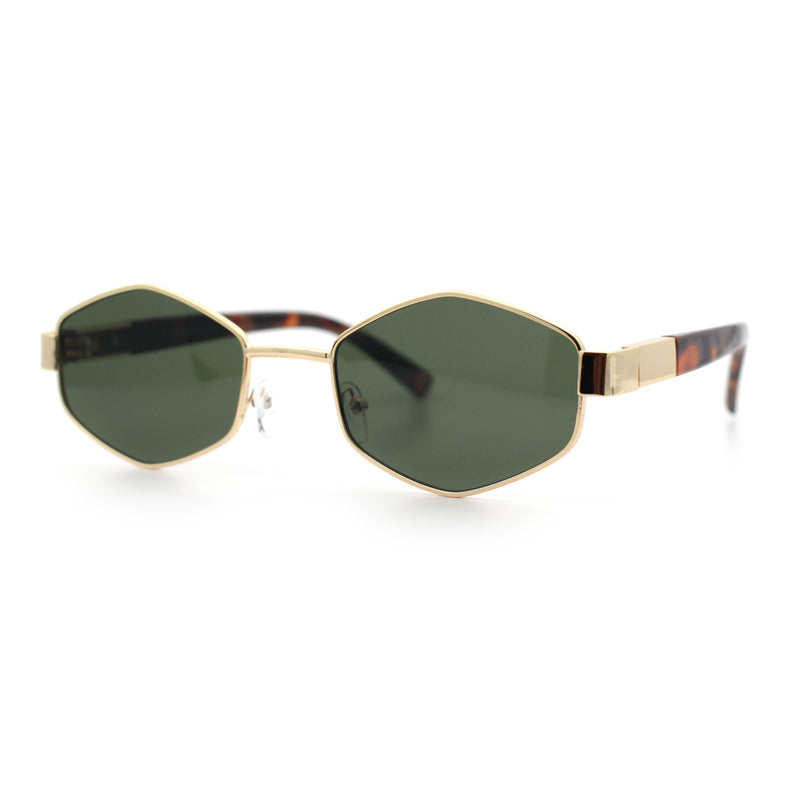 Mens Luxury Diamond Shape Metal Rim Hustler Fashion Rectangle Sunglasses
