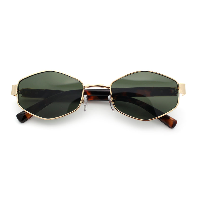 Mens Luxury Diamond Shape Metal Rim Hustler Fashion Rectangle Sunglasses
