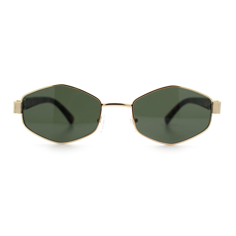 Mens Luxury Diamond Shape Metal Rim Hustler Fashion Rectangle Sunglasses