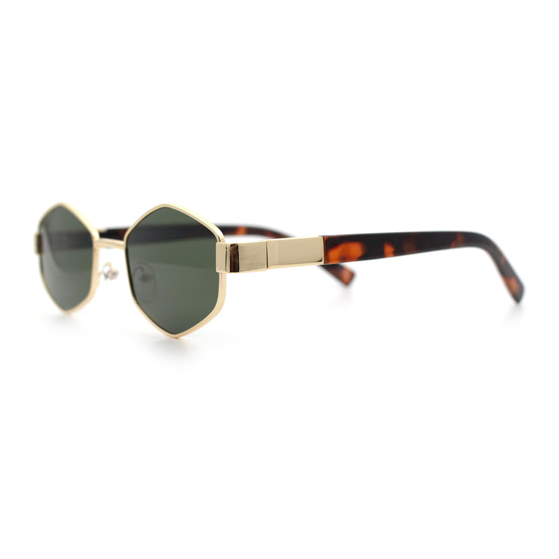 Mens Luxury Diamond Shape Metal Rim Hustler Fashion Rectangle Sunglasses