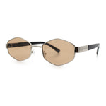 Mens Luxury Diamond Shape Metal Rim Hustler Fashion Rectangle Sunglasses