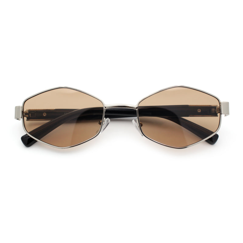 Mens Luxury Diamond Shape Metal Rim Hustler Fashion Rectangle Sunglasses