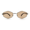 Mens Luxury Diamond Shape Metal Rim Hustler Fashion Rectangle Sunglasses
