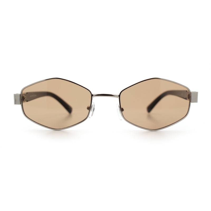 Mens Luxury Diamond Shape Metal Rim Hustler Fashion Rectangle Sunglasses