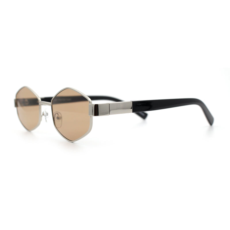 Mens Luxury Diamond Shape Metal Rim Hustler Fashion Rectangle Sunglasses