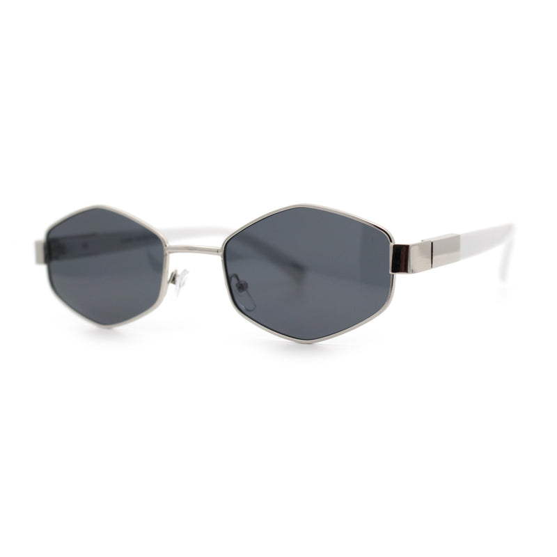 Mens Luxury Diamond Shape Metal Rim Hustler Fashion Rectangle Sunglasses