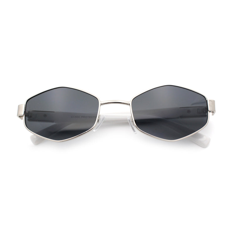 Mens Luxury Diamond Shape Metal Rim Hustler Fashion Rectangle Sunglasses