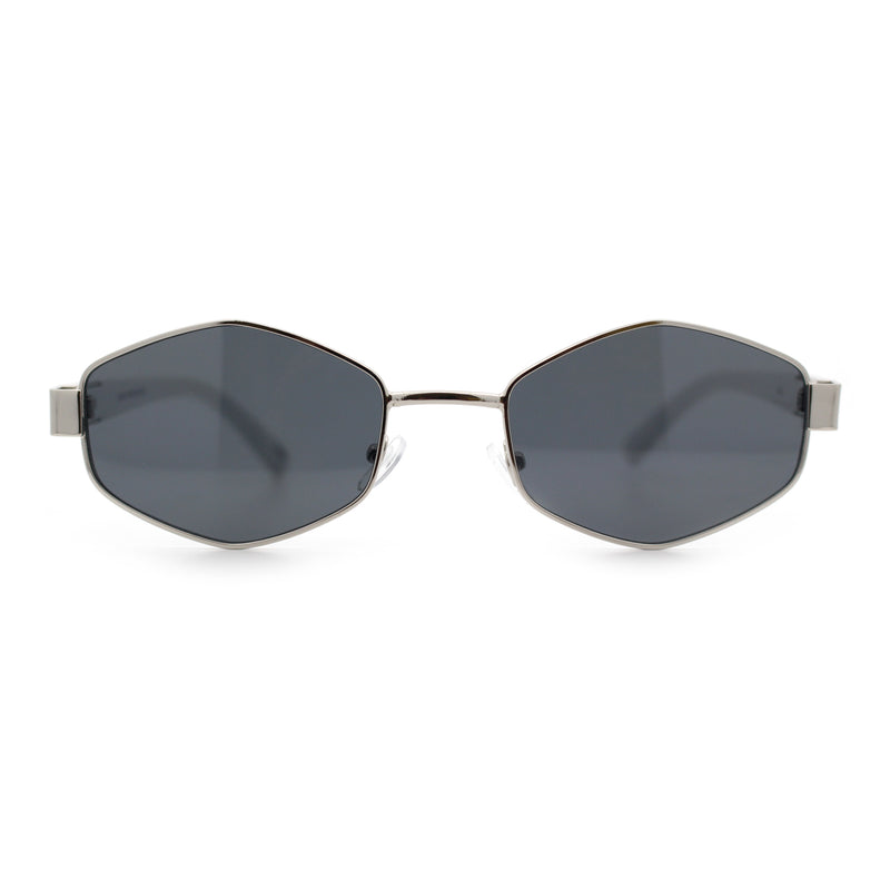 Mens Luxury Diamond Shape Metal Rim Hustler Fashion Rectangle Sunglasses