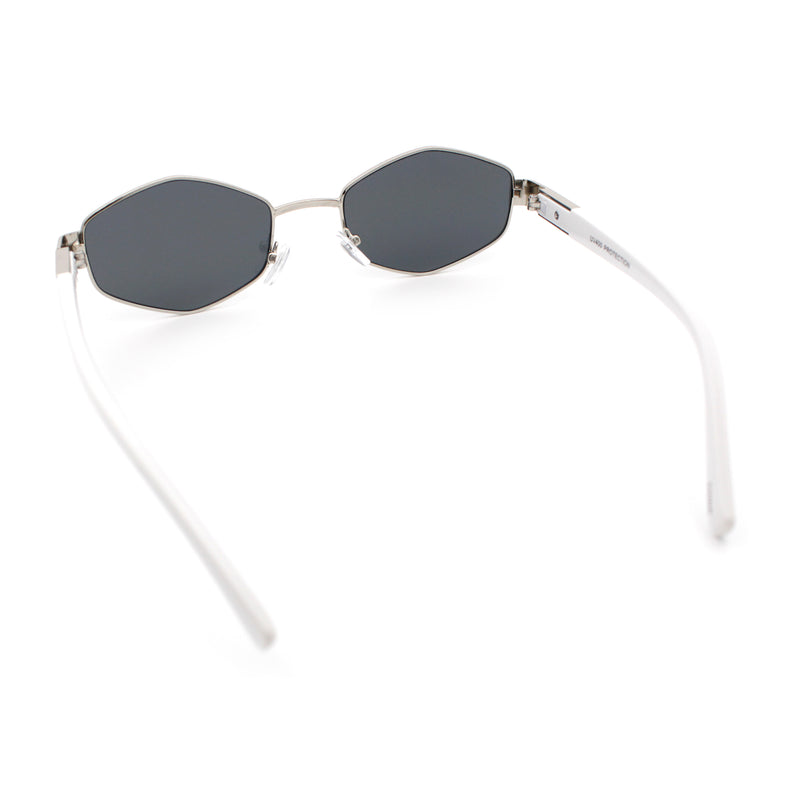 Mens Luxury Diamond Shape Metal Rim Hustler Fashion Rectangle Sunglasses