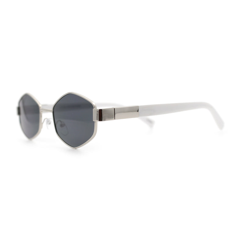 Mens Luxury Diamond Shape Metal Rim Hustler Fashion Rectangle Sunglasses