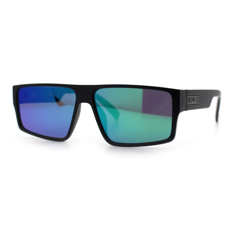 Kush Mens Bold Angular Line Flat Top Rectangle Plastic Sunglasses