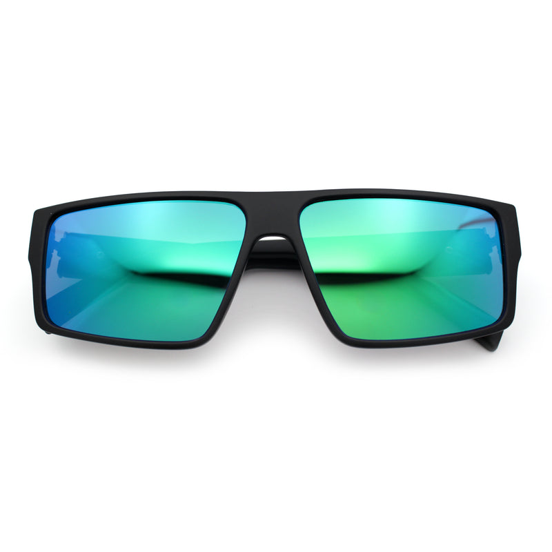Kush Mens Bold Angular Line Flat Top Rectangle Plastic Sunglasses