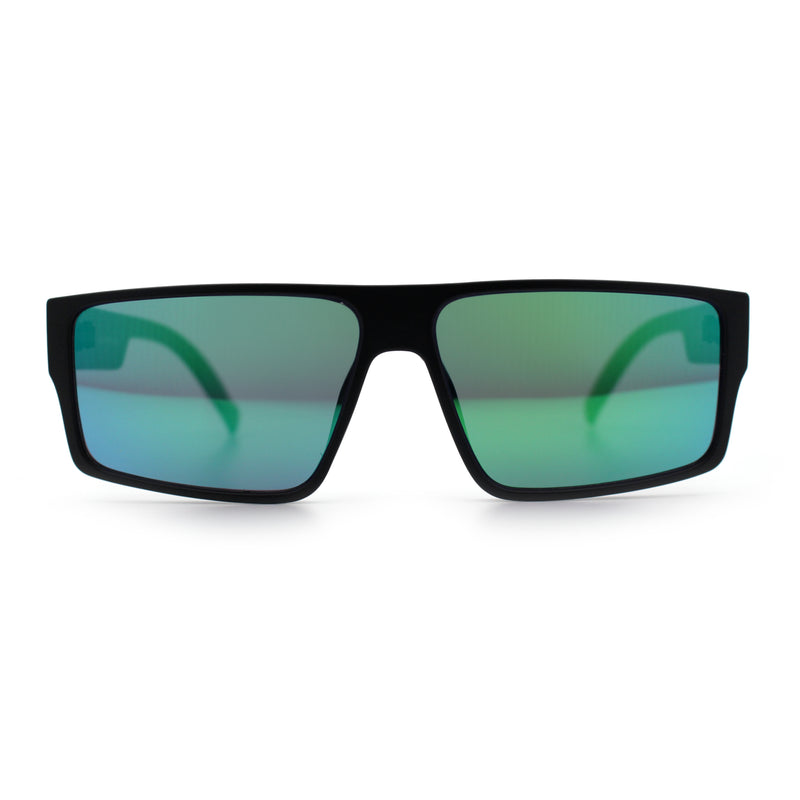Kush Mens Bold Angular Line Flat Top Rectangle Plastic Sunglasses