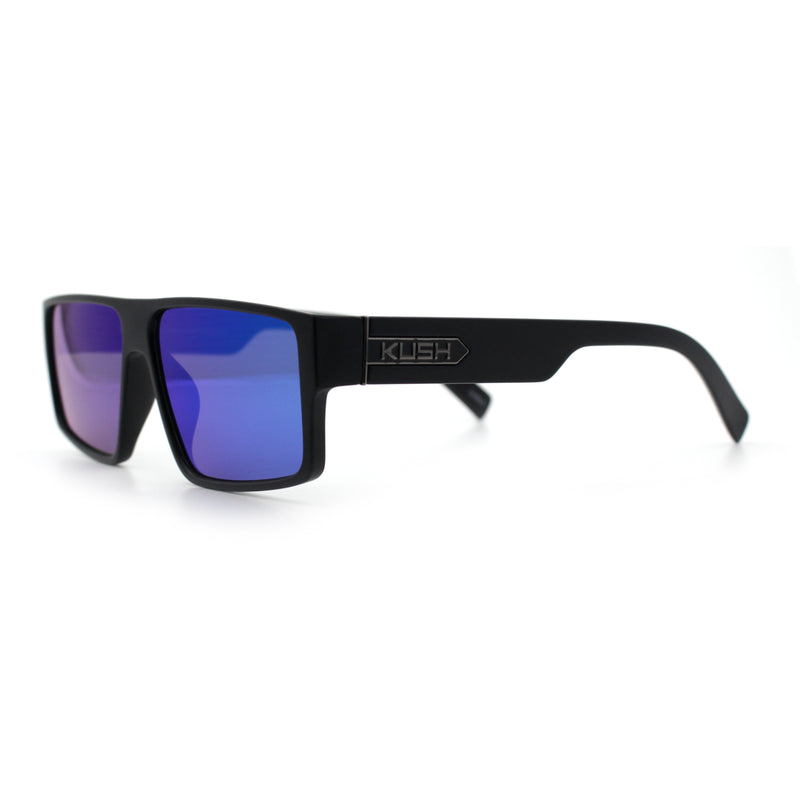 Kush Mens Bold Angular Line Flat Top Rectangle Plastic Sunglasses