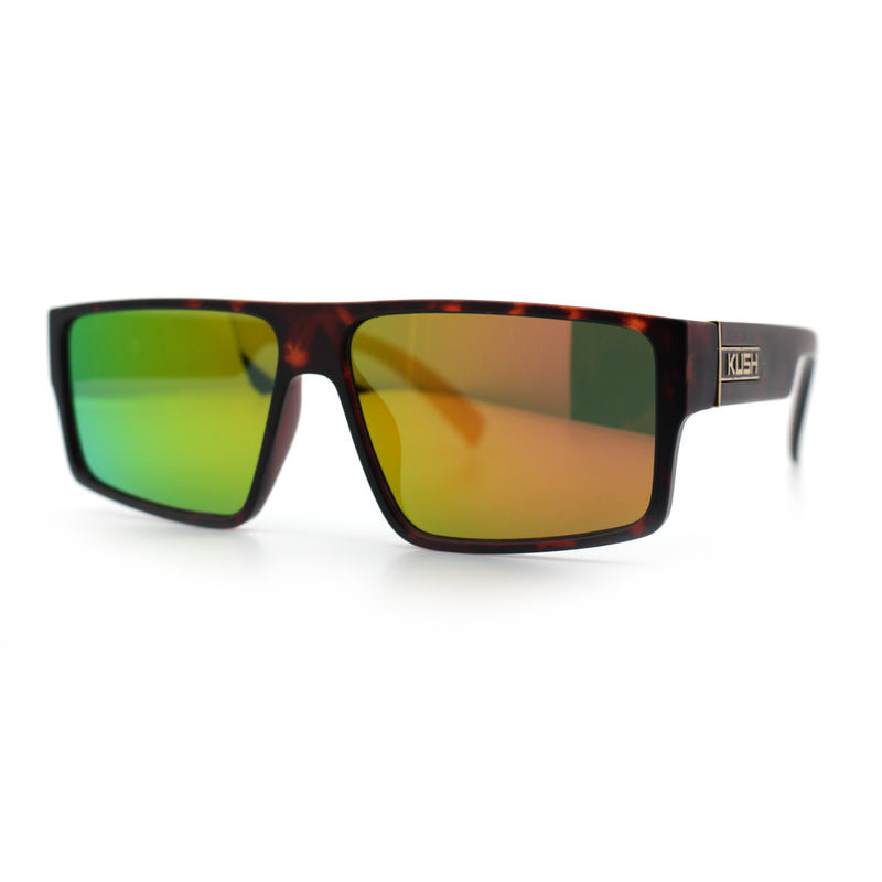 Kush Mens Bold Angular Line Flat Top Rectangle Plastic Sunglasses