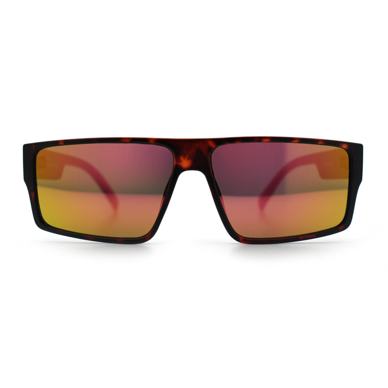 Kush Mens Bold Angular Line Flat Top Rectangle Plastic Sunglasses