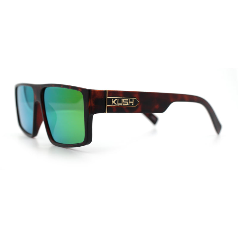 Kush Mens Bold Angular Line Flat Top Rectangle Plastic Sunglasses