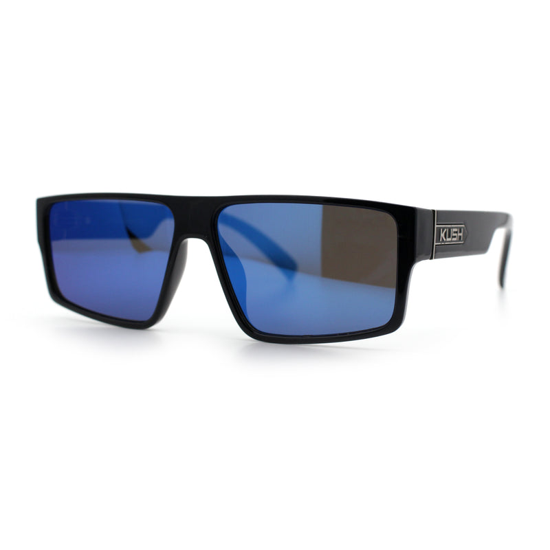 Kush Mens Bold Angular Line Flat Top Rectangle Plastic Sunglasses