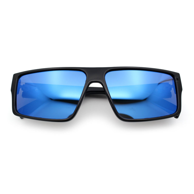Kush Mens Bold Angular Line Flat Top Rectangle Plastic Sunglasses