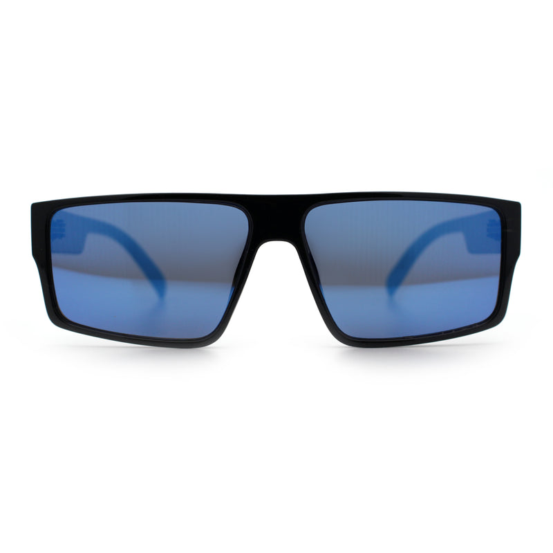 Kush Mens Bold Angular Line Flat Top Rectangle Plastic Sunglasses