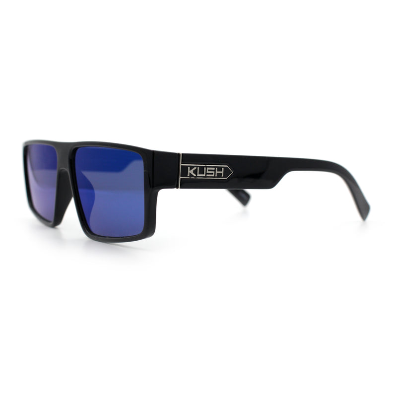 Kush Mens Bold Angular Line Flat Top Rectangle Plastic Sunglasses