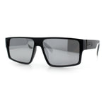Kush Mens Bold Angular Line Flat Top Rectangle Plastic Sunglasses