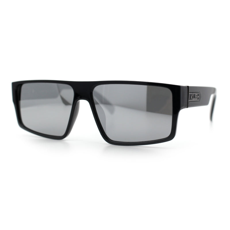 Kush Mens Bold Angular Line Flat Top Rectangle Plastic Sunglasses