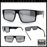 Kush Mens Bold Angular Line Flat Top Rectangle Plastic Sunglasses