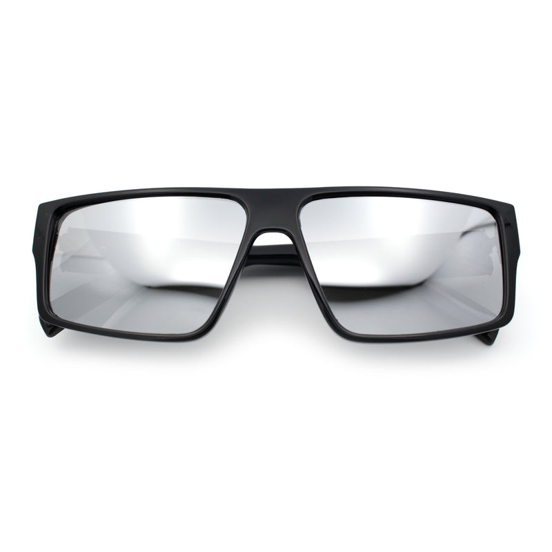 Kush Mens Bold Angular Line Flat Top Rectangle Plastic Sunglasses