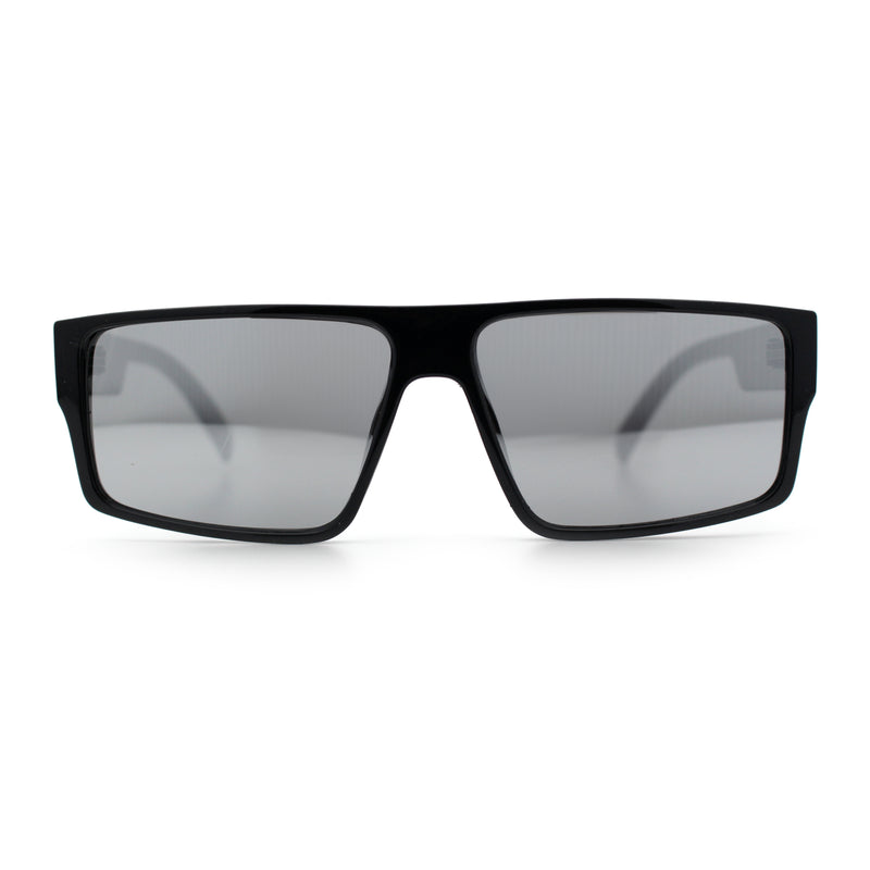 Kush Mens Bold Angular Line Flat Top Rectangle Plastic Sunglasses