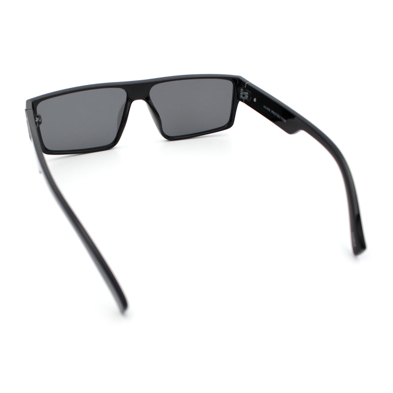 Kush Mens Bold Angular Line Flat Top Rectangle Plastic Sunglasses