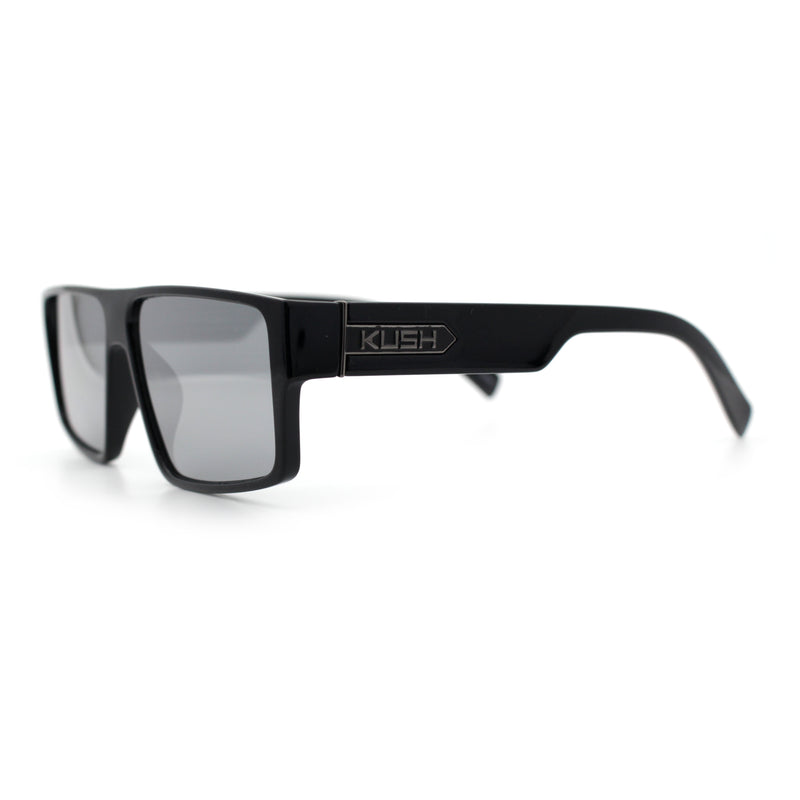 Kush Mens Bold Angular Line Flat Top Rectangle Plastic Sunglasses