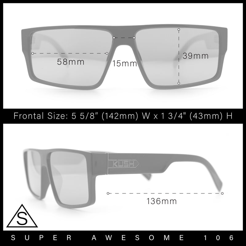 Kush Mens Bold Angular Line Flat Top Rectangle Plastic Sunglasses