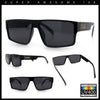 Kush Mens Bold Angle Flat Top Square Rectangle All Black Plastic Sunglasses