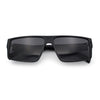 Kush Mens Bold Angle Flat Top Square Rectangle All Black Plastic Sunglasses