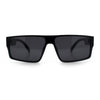 Kush Mens Bold Angle Flat Top Square Rectangle All Black Plastic Sunglasses