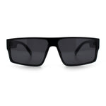 Kush Mens Bold Angle Flat Top Square Rectangle All Black Plastic Sunglasses