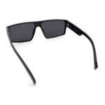 Kush Mens Bold Angle Flat Top Square Rectangle All Black Plastic Sunglasses