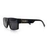 Kush Mens Bold Angle Flat Top Square Rectangle All Black Plastic Sunglasses